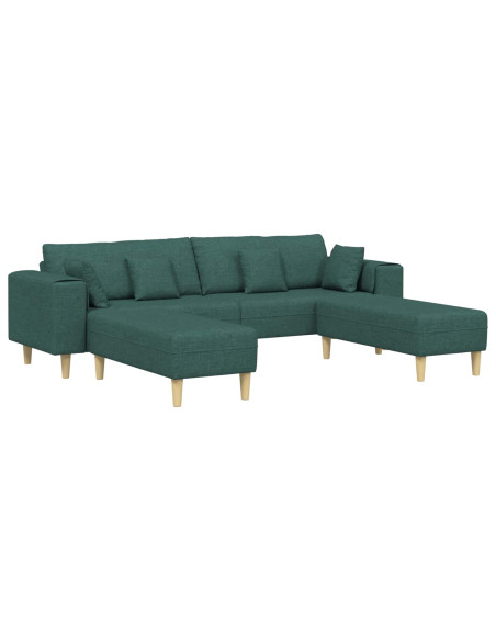 Divano con cuscino 3 pcs Verde Scuro Tessuto