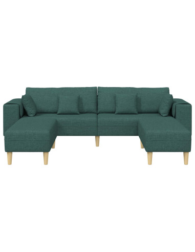 Divano con cuscino 3 pcs Verde Scuro Tessuto