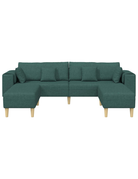 Divano con cuscino 3 pcs Verde Scuro Tessuto