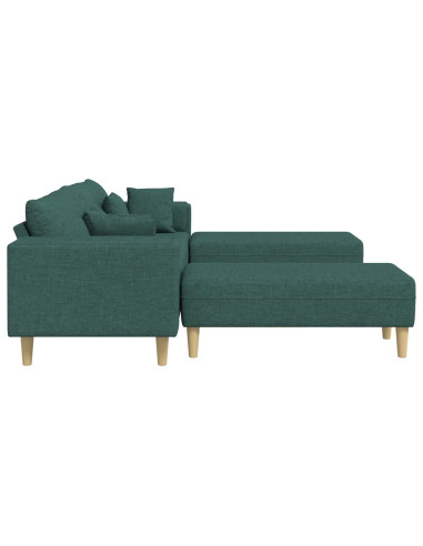Divano con cuscino 3 pcs Verde Scuro Tessuto