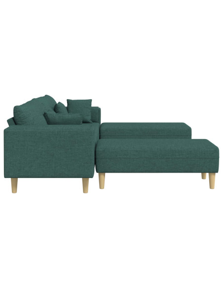 Divano con cuscino 3 pcs Verde Scuro Tessuto