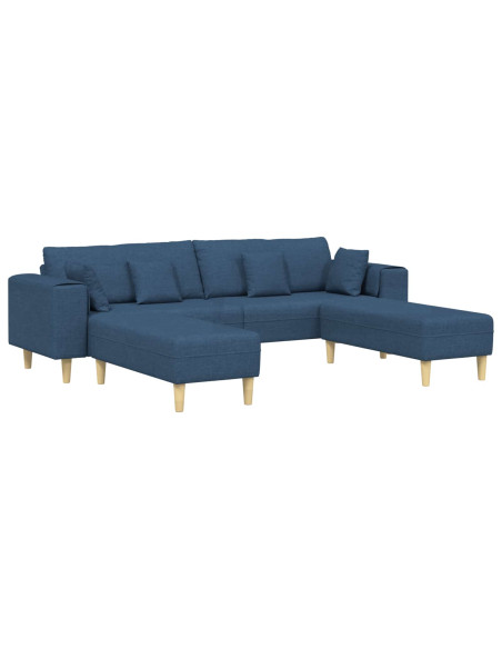 Divano con cuscino 3 pcs Blu Tessuto