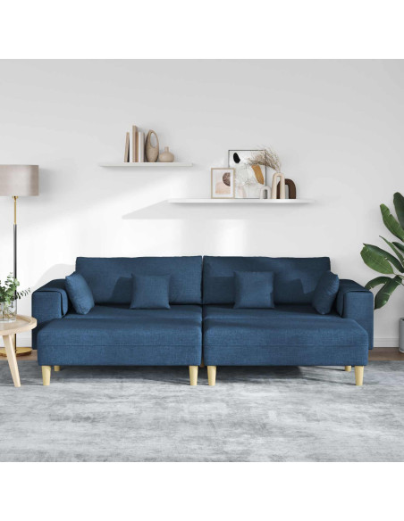 Divano con cuscino 3 pcs Blu Tessuto