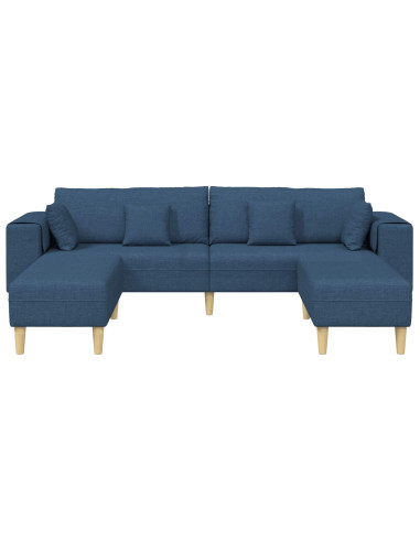 Divano con cuscino 3 pcs Blu Tessuto