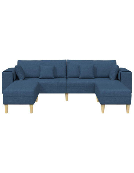 Divano con cuscino 3 pcs Blu Tessuto