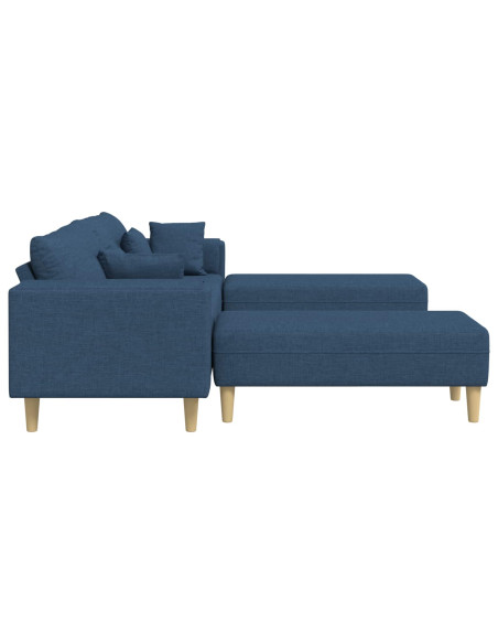 Divano con cuscino 3 pcs Blu Tessuto