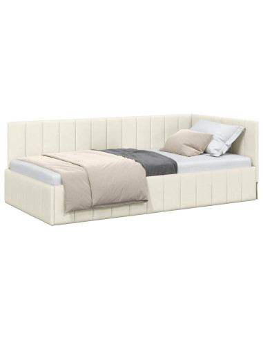 Cornice del letto ad angolo Crema 90 cm x 190 cm Velluto