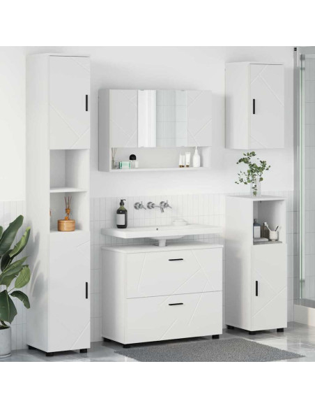 Set di mobili per il bagno con cassetto con porta 5 pcs Bianco