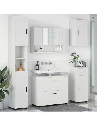 Set di mobili per il bagno con cassetto con porta 5 pcs Bianco