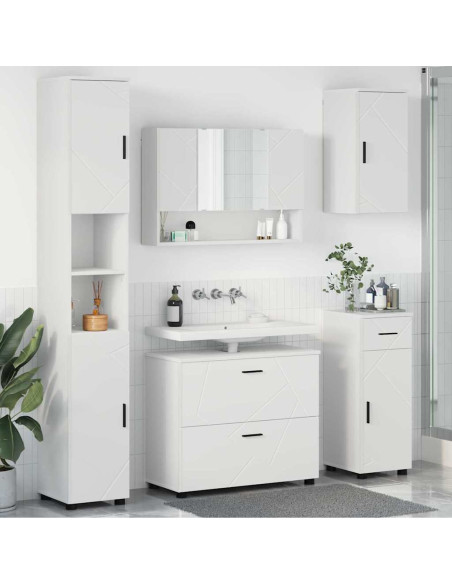 Set di mobili per il bagno con cassetto con porta 5 pcs Bianco