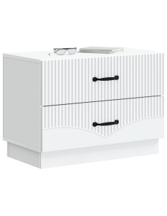 Armadio da Notte con cassetto Bianco 62 x 34,5 x 44,5 cm 2