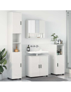 Set di mobili per il bagno con porta 4 pcs Bianco Lucido