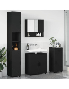 Set di mobili per il bagno con cassetto con porta 4 pcs Nero