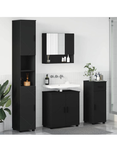Set di mobili per il bagno con cassetto con porta 4 pcs Nero