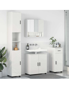 Set di mobili per il bagno con cassetto 4 pcs Bianco Lucido