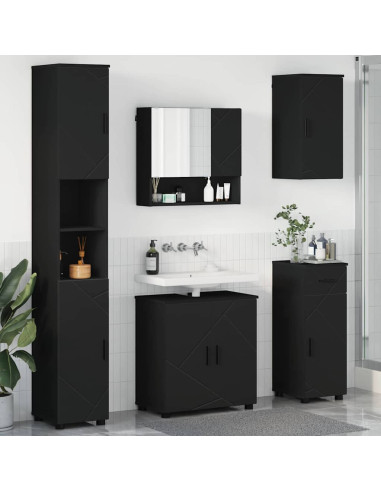 Set di mobili per il bagno con cassetto con porta 5 pcs Nero