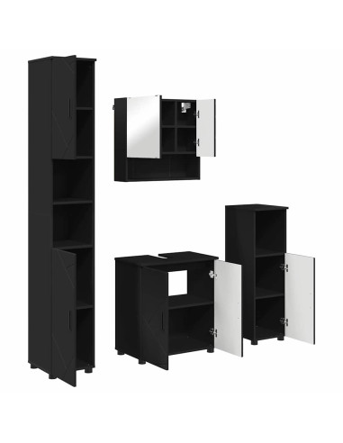 Set di mobili per il bagno Montaggio a parete 4 pcs Nero