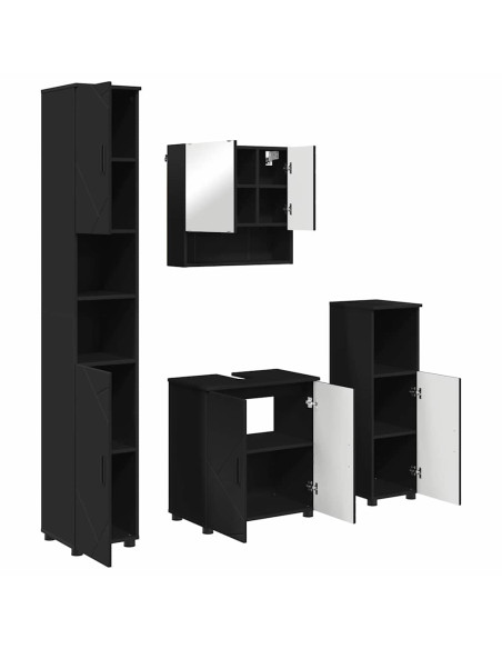 Set di mobili per il bagno Montaggio a parete 4 pcs Nero