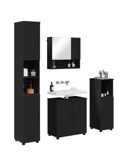 Set di mobili per il bagno Montaggio a parete 4 pcs Nero