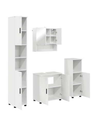 Set di mobili per il bagno con porta 4 pcs Bianco Lucido