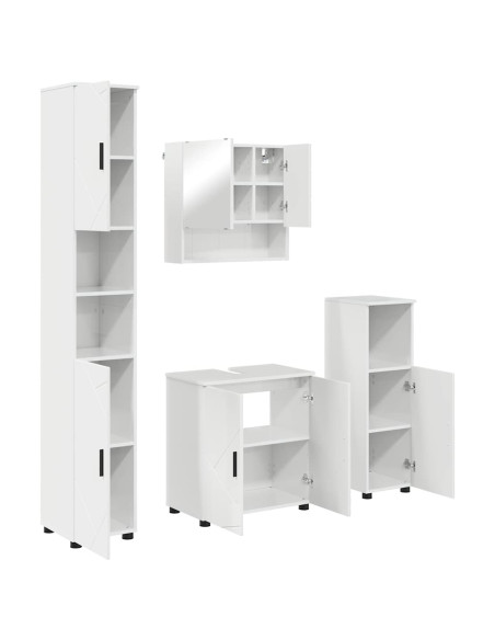 Set di mobili per il bagno con porta 4 pcs Bianco Lucido