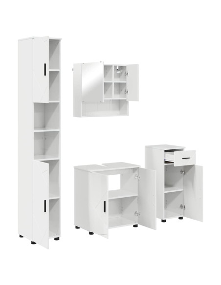 Set di mobili per il bagno con cassetto 4 pcs Bianco Lucido