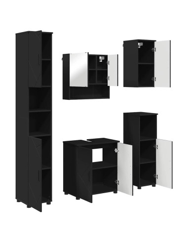 Set di mobili per il bagno Montaggio a parete 5 pcs Nero