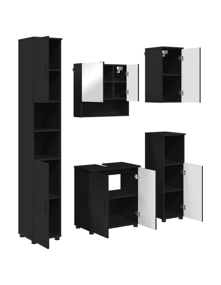 Set di mobili per il bagno Montaggio a parete 5 pcs Nero