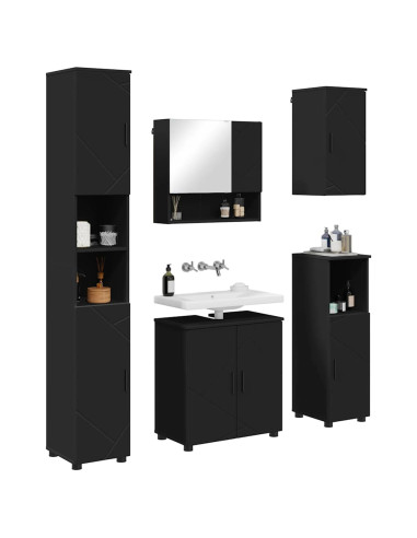 Set di mobili per il bagno Montaggio a parete 5 pcs Nero