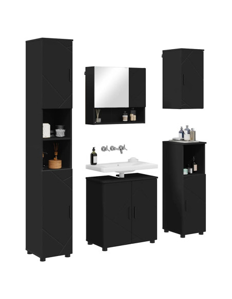 Set di mobili per il bagno Montaggio a parete 5 pcs Nero