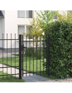 Cancello per recinzione BOXTEL porta singola con parte superiore ad arco in acciaio 1x1,2 m Nero