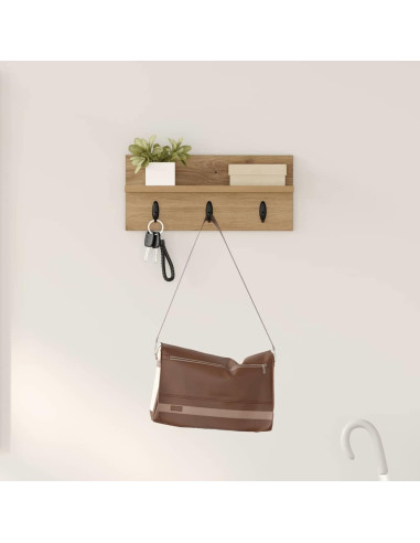 Appendiabiti a muro Rovere artigianale 40 x 10,5 x 18 cm
