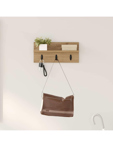 Appendiabiti a muro Rovere artigianale 40 x 10,5 x 18 cm