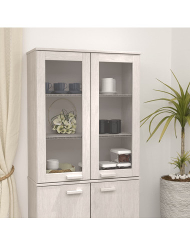 Piano Credenza HAMAR Bianco 85x35x100 cm Legno Massello di Pino