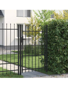 Cancello per recinzione BOXTEL porta singola con parte superiore ad arco in acciaio 1x1,5 m Nero