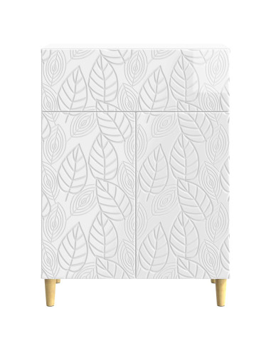 Credenza Bianco Lucido 66 x 34,5 x 90 cm Legno ingegnerizzato