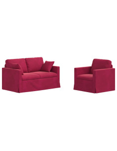 Set di divani 2 pcs Rosso Vino 138 x 78 x 80 cm Velluto 2