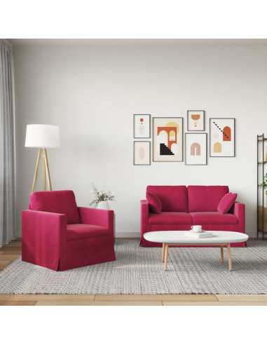 Set di divani 2 pcs Rosso Vino 138 x 78 x 80 cm Velluto