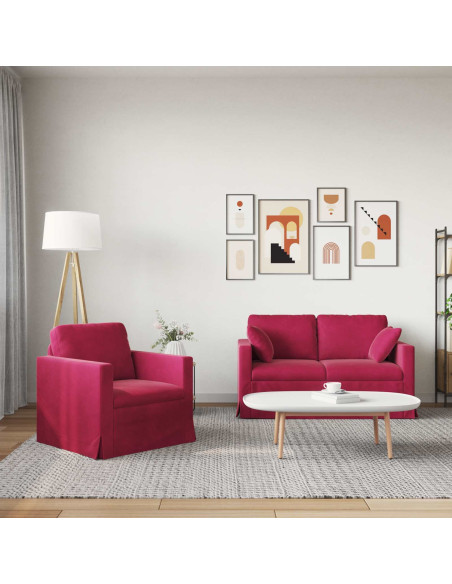 Set di divani 2 pcs Rosso Vino 138 x 78 x 80 cm Velluto