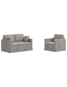 Set di divani 2 pcs Grigio chiaro 138 x 78 x 80 cm Velluto 2