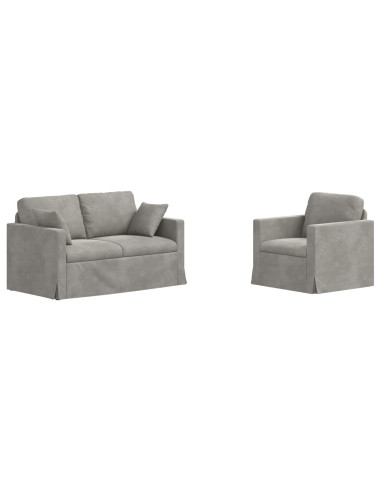 Set di divani 2 pcs Grigio chiaro 138 x 78 x 80 cm Velluto