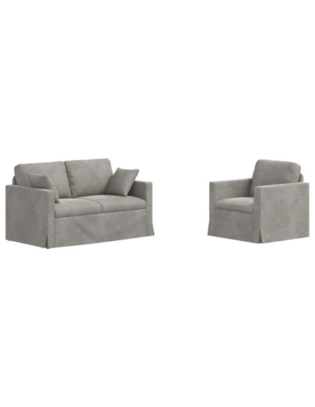 Set di divani 2 pcs Grigio chiaro 138 x 78 x 80 cm Velluto