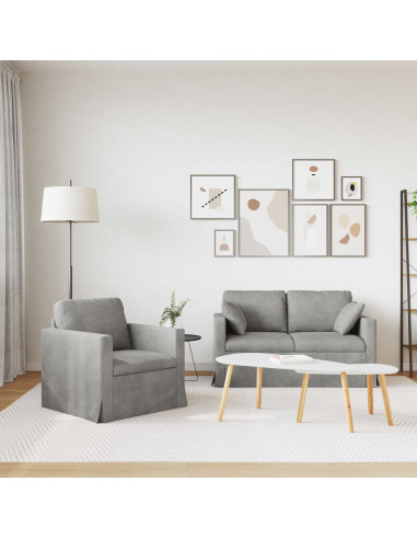 Set di divani 2 pcs Grigio chiaro 138 x 78 x 80 cm Velluto