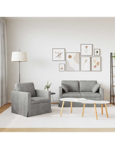 Set di divani 2 pcs Grigio chiaro 138 x 78 x 80 cm Velluto