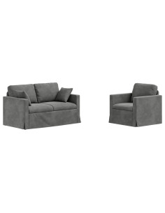 Set di divani 2 pcs Grigio scuro 138 x 78 x 80 cm Velluto 2