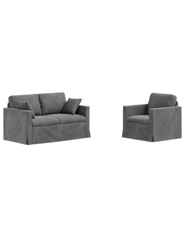 Set di divani 2 pcs Grigio scuro 138 x 78 x 80 cm Velluto