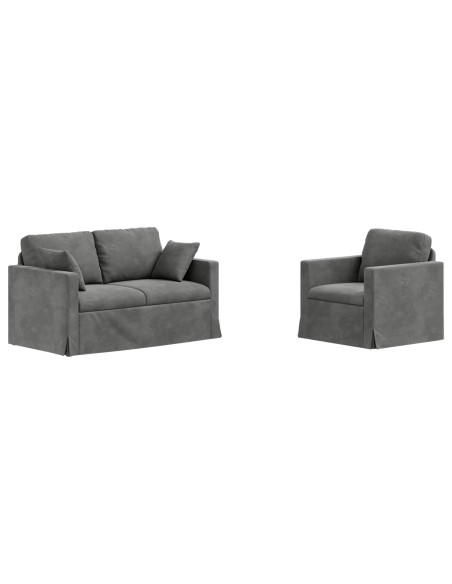Set di divani 2 pcs Grigio scuro 138 x 78 x 80 cm Velluto