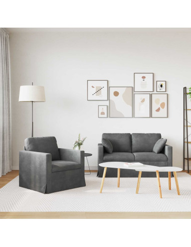 Set di divani 2 pcs Grigio scuro 138 x 78 x 80 cm Velluto