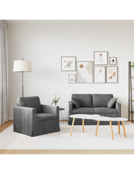 Set di divani 2 pcs Grigio scuro 138 x 78 x 80 cm Velluto
