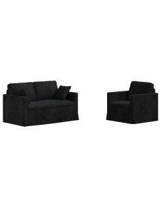 Set di divani 2 pcs Nero 138 x 78 x 80 cm Velluto 2
